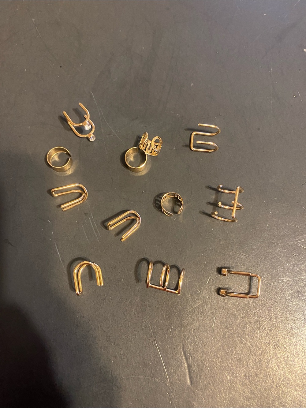 Gold Tone Ear Cuffs and Small Hoops - Mixed Set